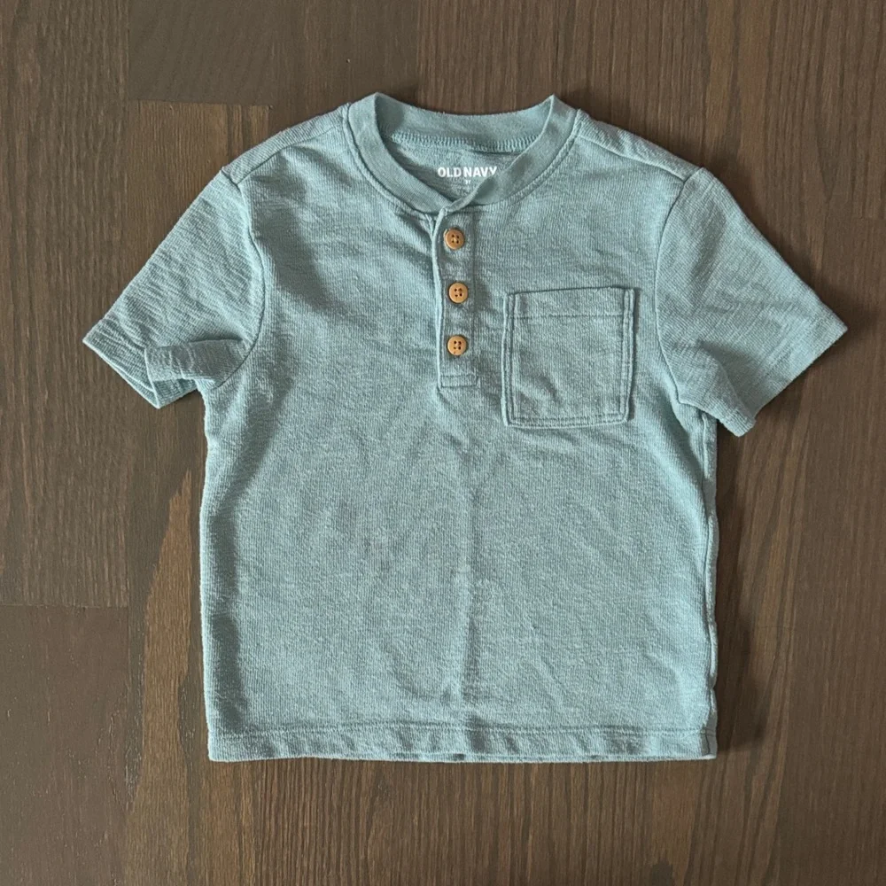 Old Navy Teal Short-Sleeve Pocket T-Shirt | 3T